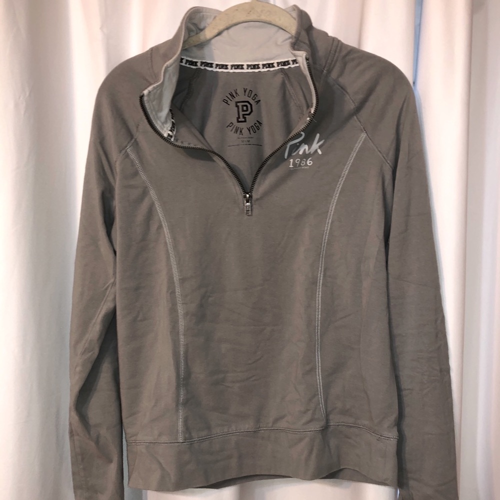PINK Yoga Quarter Zip Gray Pullover